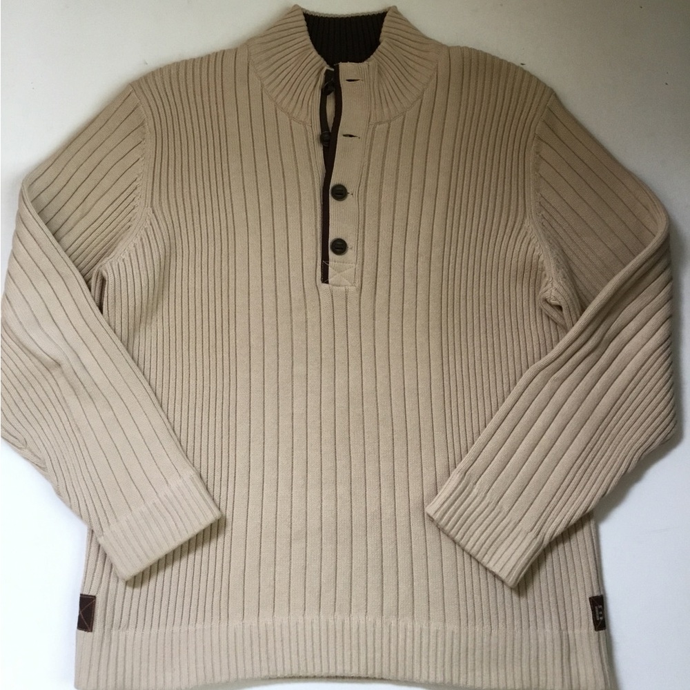 Eddie Bauer Men Sweater Sport Shop Biege Pullover Knit